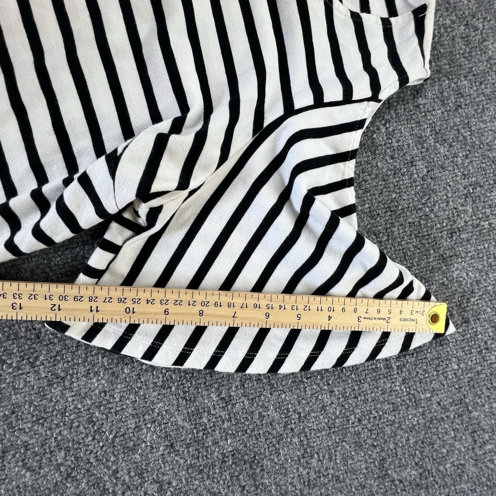 Lauren Ralph Lauren Striped Dress Womens XL Blk Wht Cotton Cold Shoulder Ruffle - Picture 9 of 11